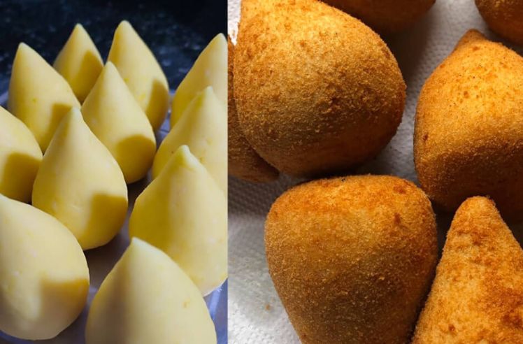 Coxinha de frango com massa de batata