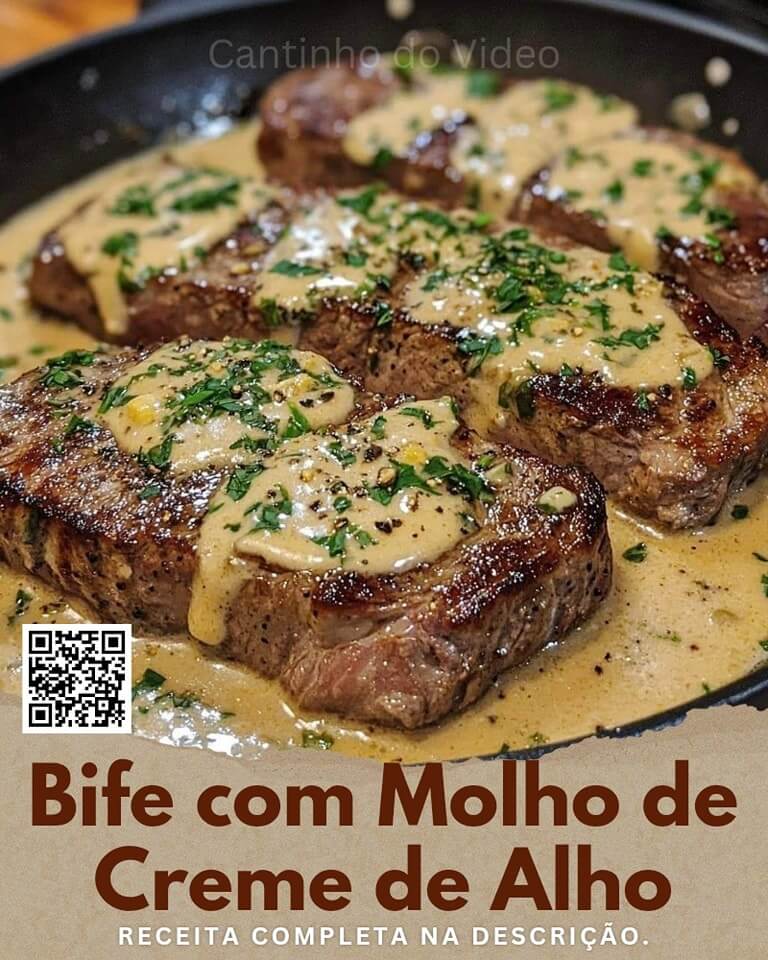 Bife com Molho de Creme de Alho